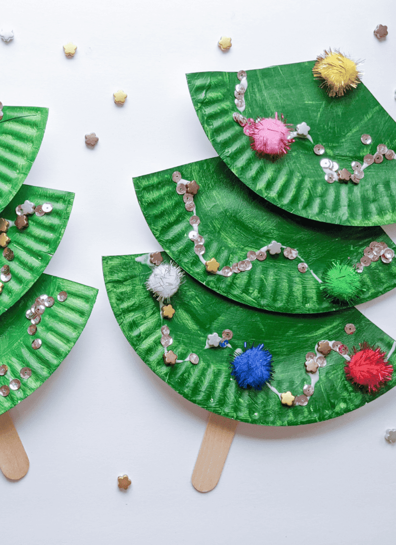 chritmas tree craft with paper plates